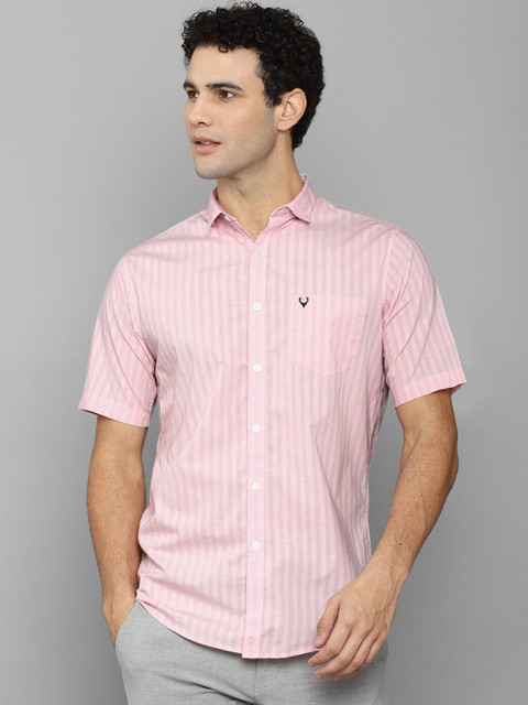 

Allen Solly Men Pink Slim Fit Striped 100% Cotton Casual Shirt