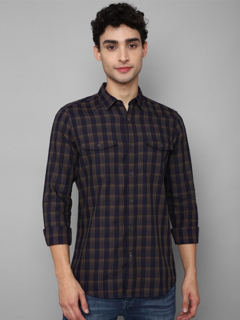 

Allen Solly Men Navy Blue Tartan Checked Cotton Casual Shirt
