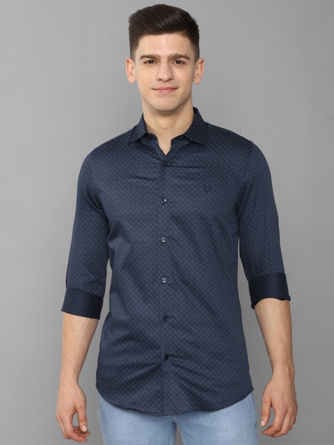 

Allen Solly Men Navy Blue Slim Fit Printed 100% Cotton Casual Shirt