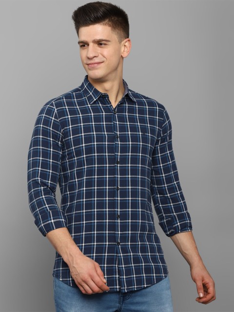 

Allen Solly Men Navy Blue Slim Fit Checked Casual Shirt