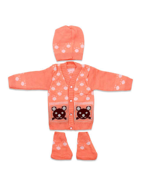 

Born Babies Unisex Kids Orange & Brown Embroidered Sweater Vest