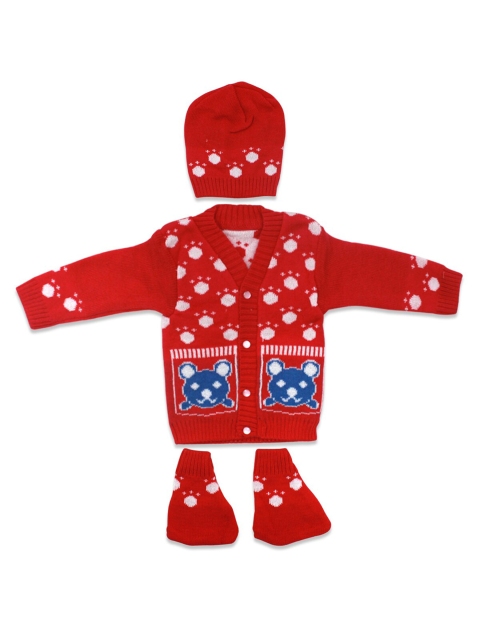 

Born Babies Unisex Kids Red & Blue Embroidered Sweater Vest