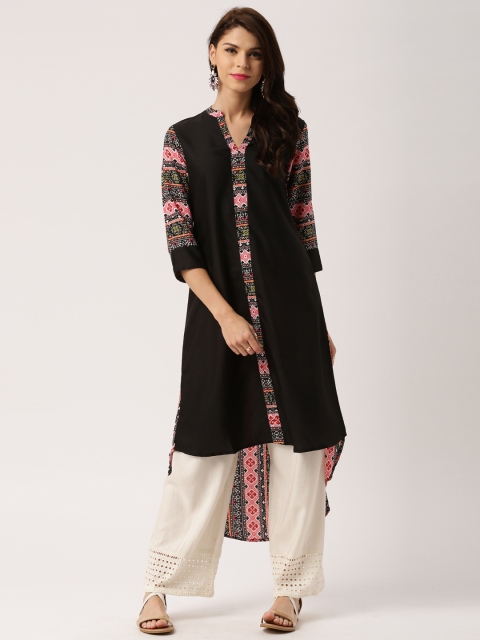 

IMARA Women Black Printed A-Line Kurta