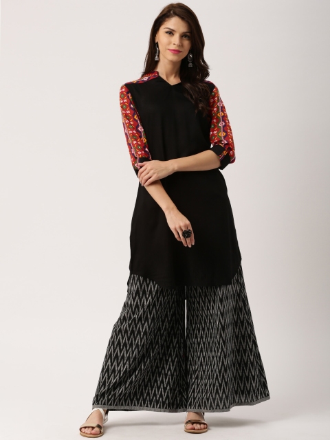 

IMARA Women Black Solid A-Line Kurta