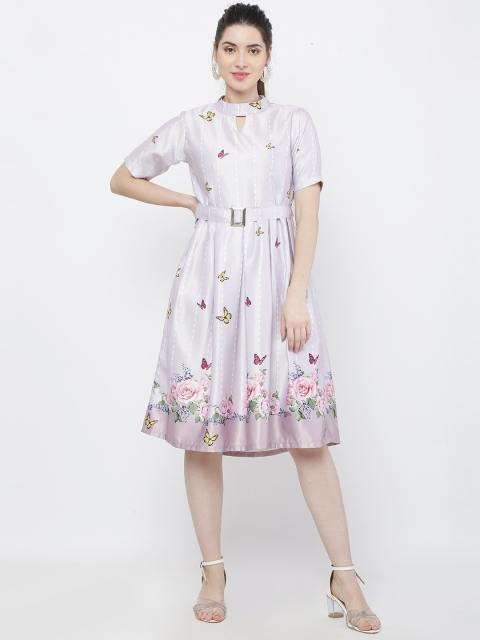 

WinEra Peach-Coloured Floral Satin Dress