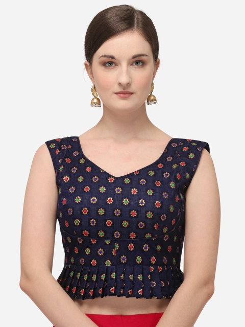 

Fab Viva Women Navy Blue Self Design Saree Blouse
