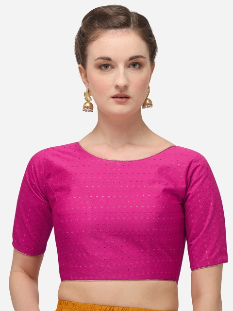 

Fab Viva Women Pink Woven Design Saree Blouse