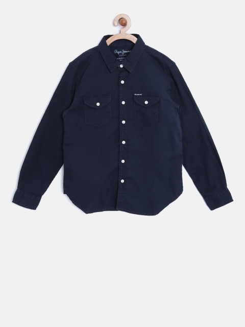 

Pepe Jeans Boys Navy Solid Casual Shirt, Navy blue