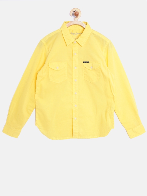 

Pepe Jeans Boys Yellow Solid Casual Shirt