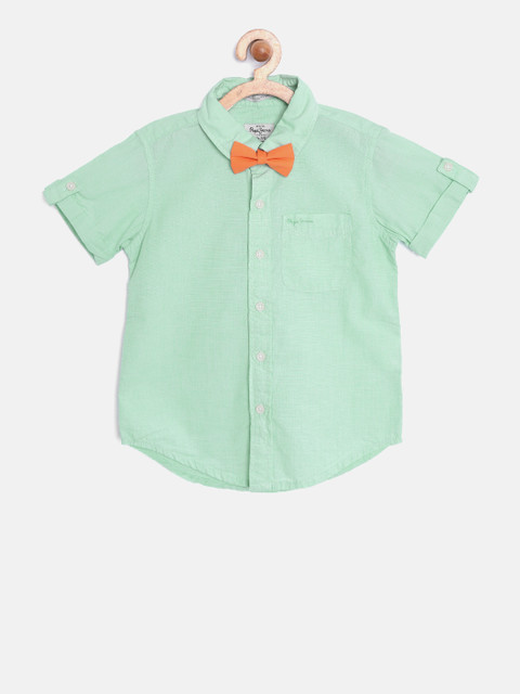 

Pepe Jeans Boys Green Solid Casual Shirt