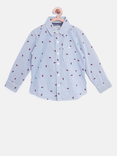 

Pepe Jeans Boys Blue Striped Casual Shirt