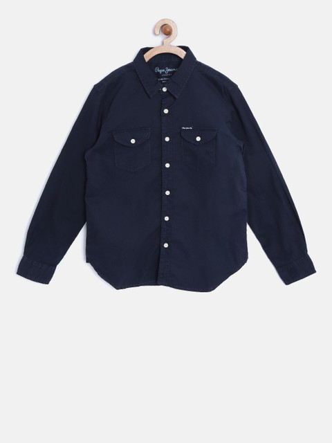 

Pepe Jeans Boys Navy Solid Casual Shirt, Navy blue
