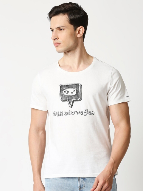 

LOVEGEN Men White Typography Printed Cotton T-shirt