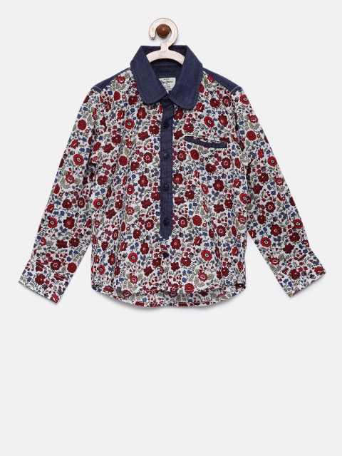 

Pepe Jeans Boys Multicoloured Regular Fit Floral Print Casual Shirt, Red