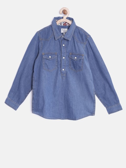

Pepe Jeans Boys Blue Solid Casual Shirt