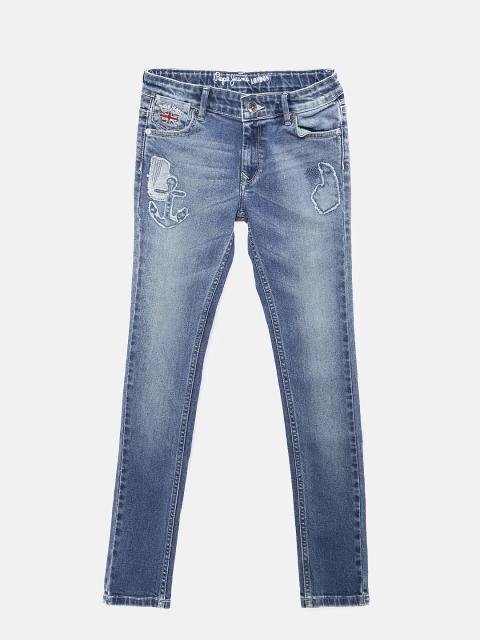 

Pepe Jeans Girls Blue Regular Fit Mid-Rise Clean Look Stretchable Jeans