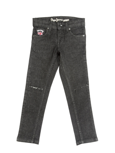 

Pepe Jeans Girls Black Mid-Rise Slash Knee Jeans