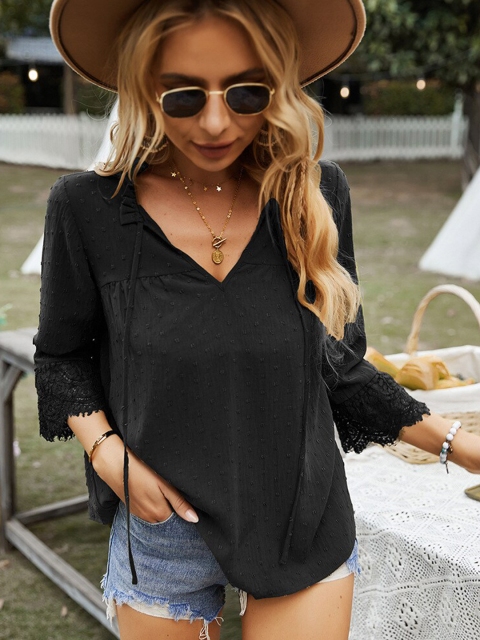 

La Aimee Women Black Solid Top