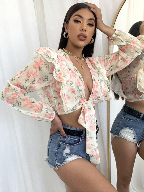 

La Aimee White Floral Top