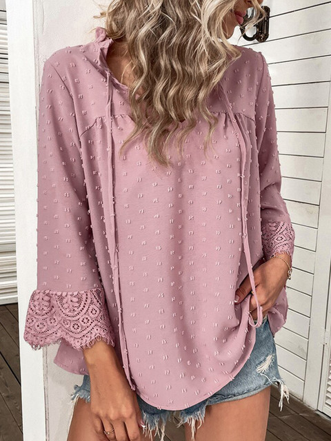 

La Aimee Pink Tie-Up Neck Top