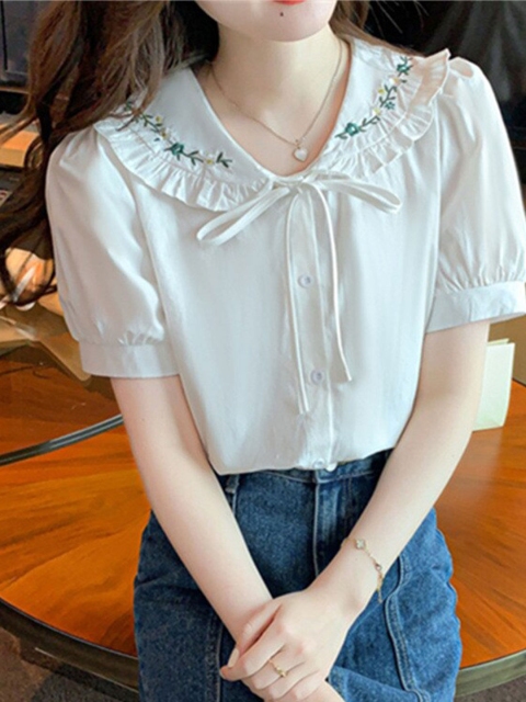 

La Aimee Women White Shirt Style Top