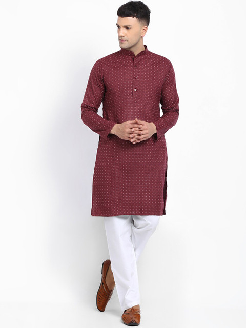 

TREEMODA Men Maroon Kurta with Pyjamas