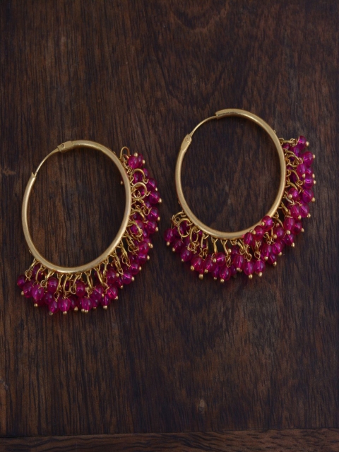 

kashwini Pink & Gold-Plated Contemporary Hoop Earrings