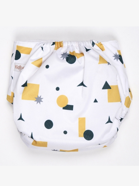 

Kidbea NEW Free Size White & Mustard Printed Cloth Diaper