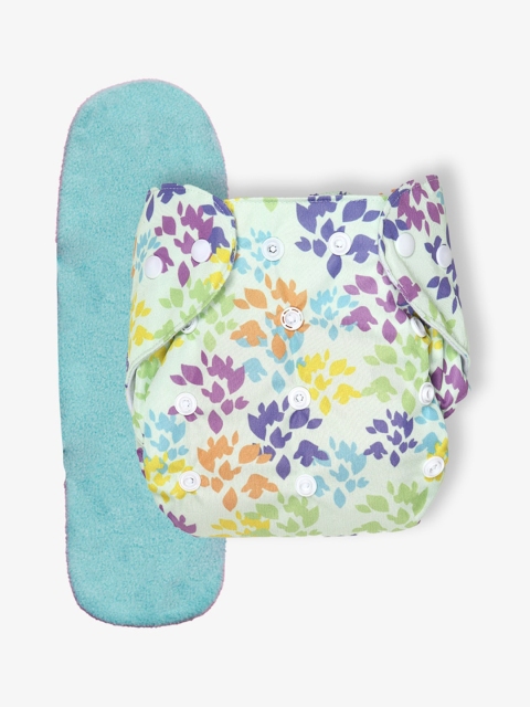 

Kidbea Baby Green & Yellow Geometric Print Freesize Cloth Diaper with Insert
