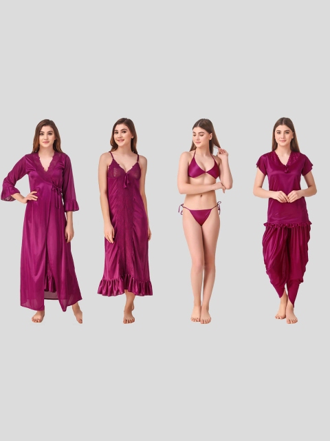 

Romaisa Magenta 6 Piece Maxi Nightdress Set