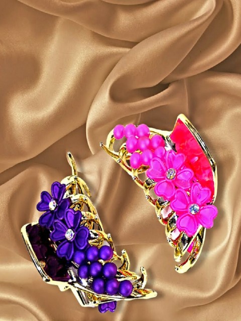

Proplady Women Pink & Blue Set of 3 Embellished Claw Clip
