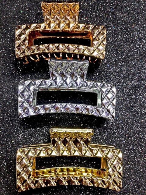 

Proplady Women Gold-Toned & Silver-Toned Set of 3 Embellished Claw Clip