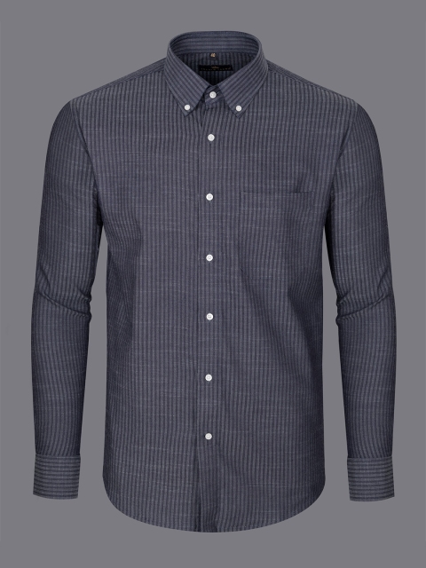 

FRENCH CROWN Men Blue Standard Striped 100% Premium Cotton Formal Shirt