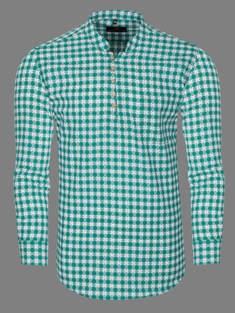 

FRENCH CROWN Men Green Standard Checked 100 % Premium Cotton Formal Shirt