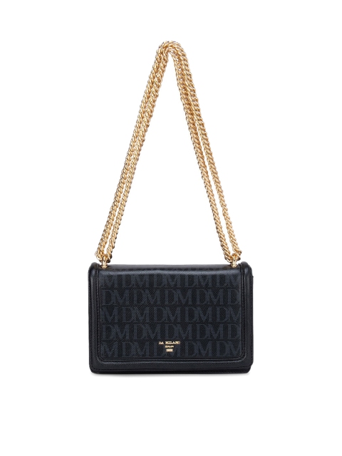 

Da Milano women's Black Textured Leather Structured Sling Bag