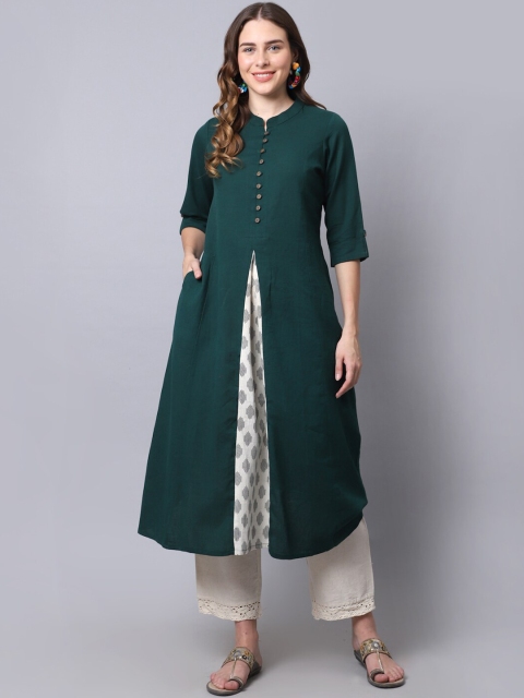 

Pistaa Women Green Thread Work Kurta