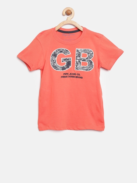 

Pepe Jeans Boys Orange Printed Round Neck T-shirt