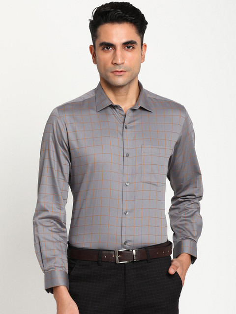 

Turtle Men Grey Checked Casual Shirt