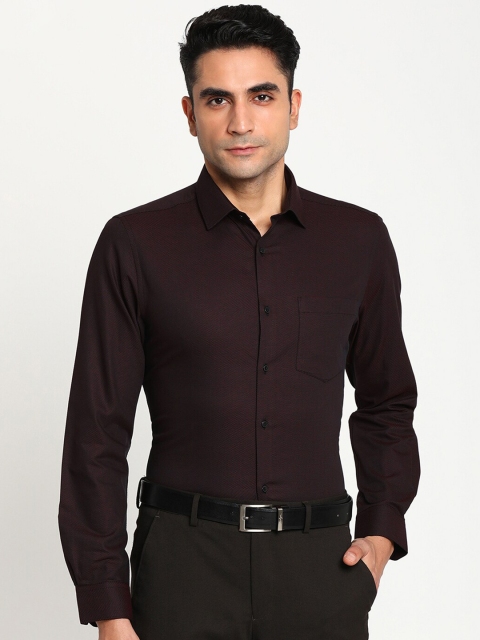 

Turtle Men Purple Self Design Slim Fit Formal Shirt