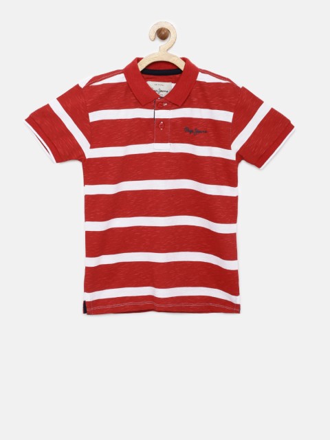 

Pepe Jeans Boys Red Striped Polo Collar T-shirt