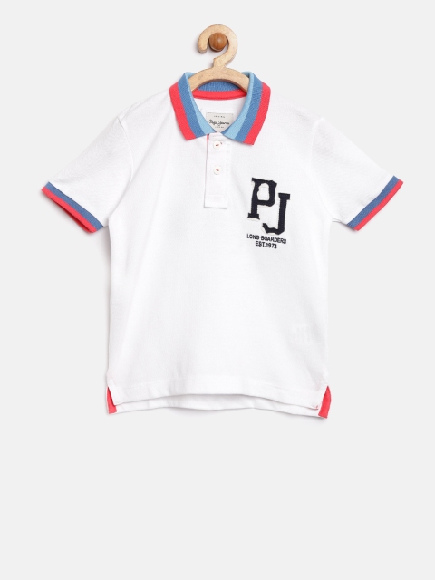 

Pepe Jeans Boys White Printed Polo Collar T-shirt