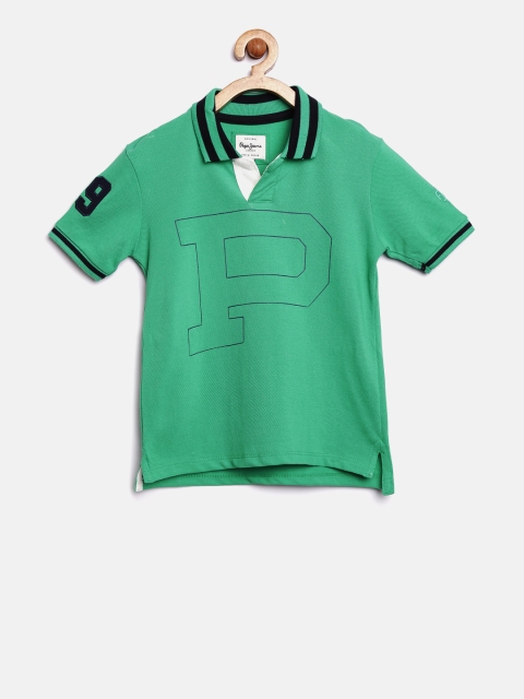 

Pepe Jeans Boys Green Printed Polo Collar T-shirt