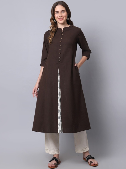

Pistaa Women Brown & White Kurta