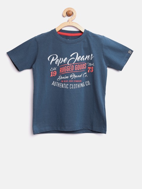 

Pepe Jeans Boys Navy Printed Round Neck T-shirt, Navy blue