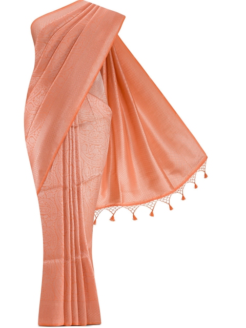 

Nalli Next Peach-Coloured Woven Design Zari Silk Blend Banarasi Saree