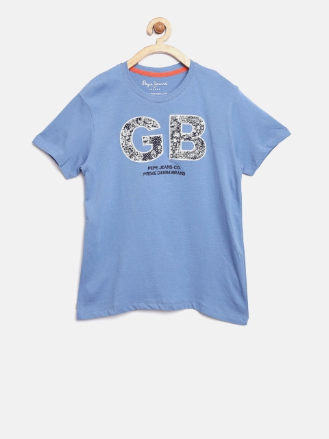 

Pepe Jeans Boys Blue Applique Round Neck T-shirt