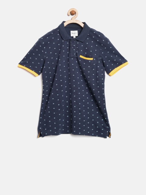 

Pepe Jeans Boys Navy Printed Polo T-shirt, Navy blue