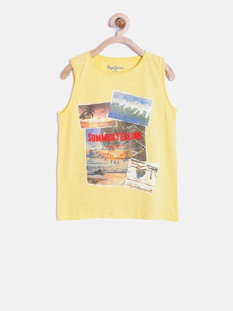 

Pepe Jeans Boys Yellow Printed Round Neck T-shirt
