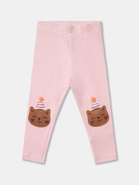 

R&B Girls Pink Solid Cotton Leggings