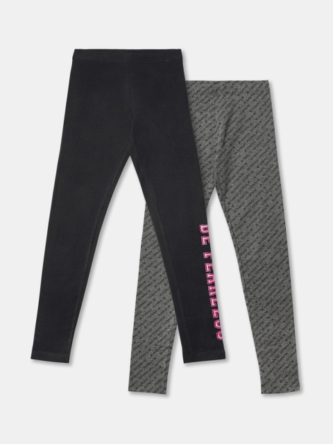 

R&B Girls Pack of 2 Black & Charcoal Grey Printed Tights